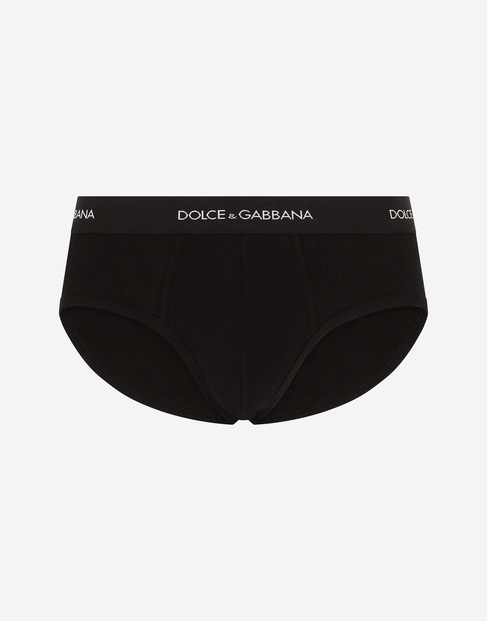 Dolce & Gabbana Slip Brando en coton côtelé Noir M9C03JONN95