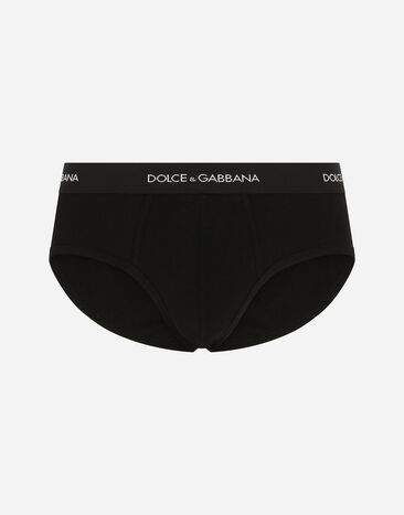 Dolce & Gabbana Slip Brando gerippte Baumwolle Schwarz M3C21JONN96