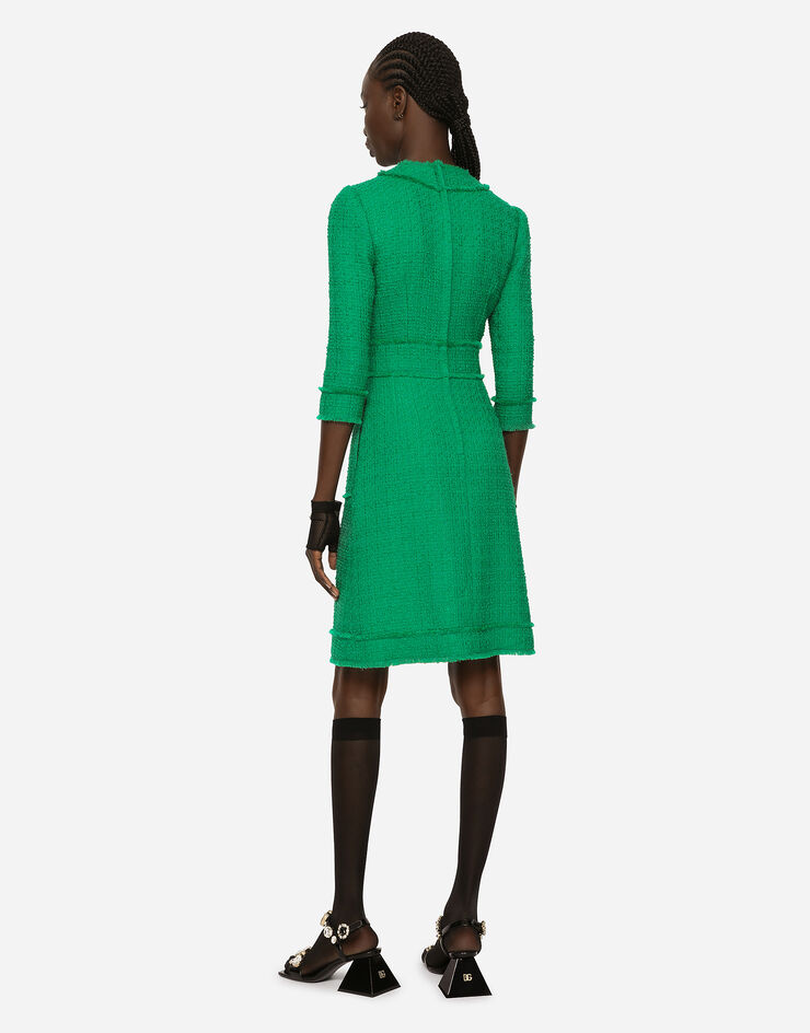 Dolce & Gabbana Raschel tweed midi dress Green F6ARXTFMMHN