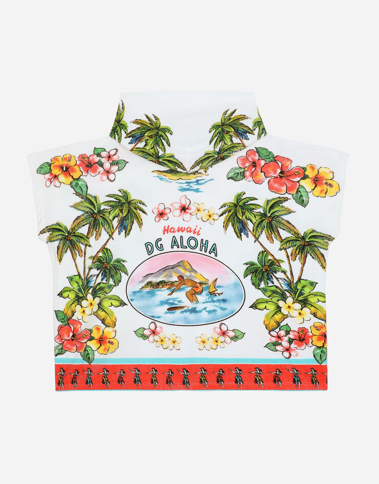 Dolce & Gabbana Terry cloth bathrobe with Hawaiian print Print LBJAE5G7L5Y