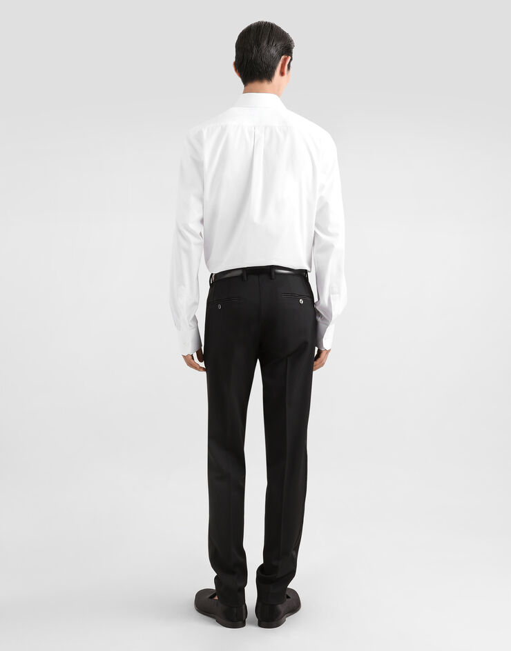 Dolce & Gabbana Hemd aus Baumwolle mit Wappenpatch Weiss G5ML1ZGI757