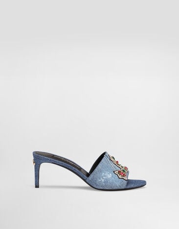 Dolce & Gabbana Denim sandals with patches and embroidery Multicolor CR1893AN624