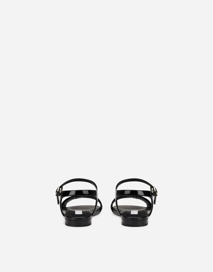 Dolce & Gabbana DG 로고 장식 페이턴트 가죽 샌들 블랙 D11048A1153