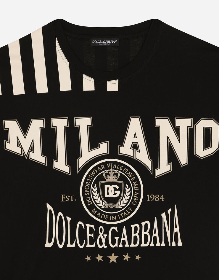 Dolce & Gabbana Printed cotton T-shirt with Dolce&Gabbana logo Multicolor G8PN9TG7NPZ