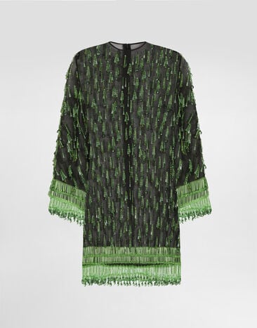 Dolce & Gabbana Short flared organza dress with embroidery Multicolor F60EHZGDDG2