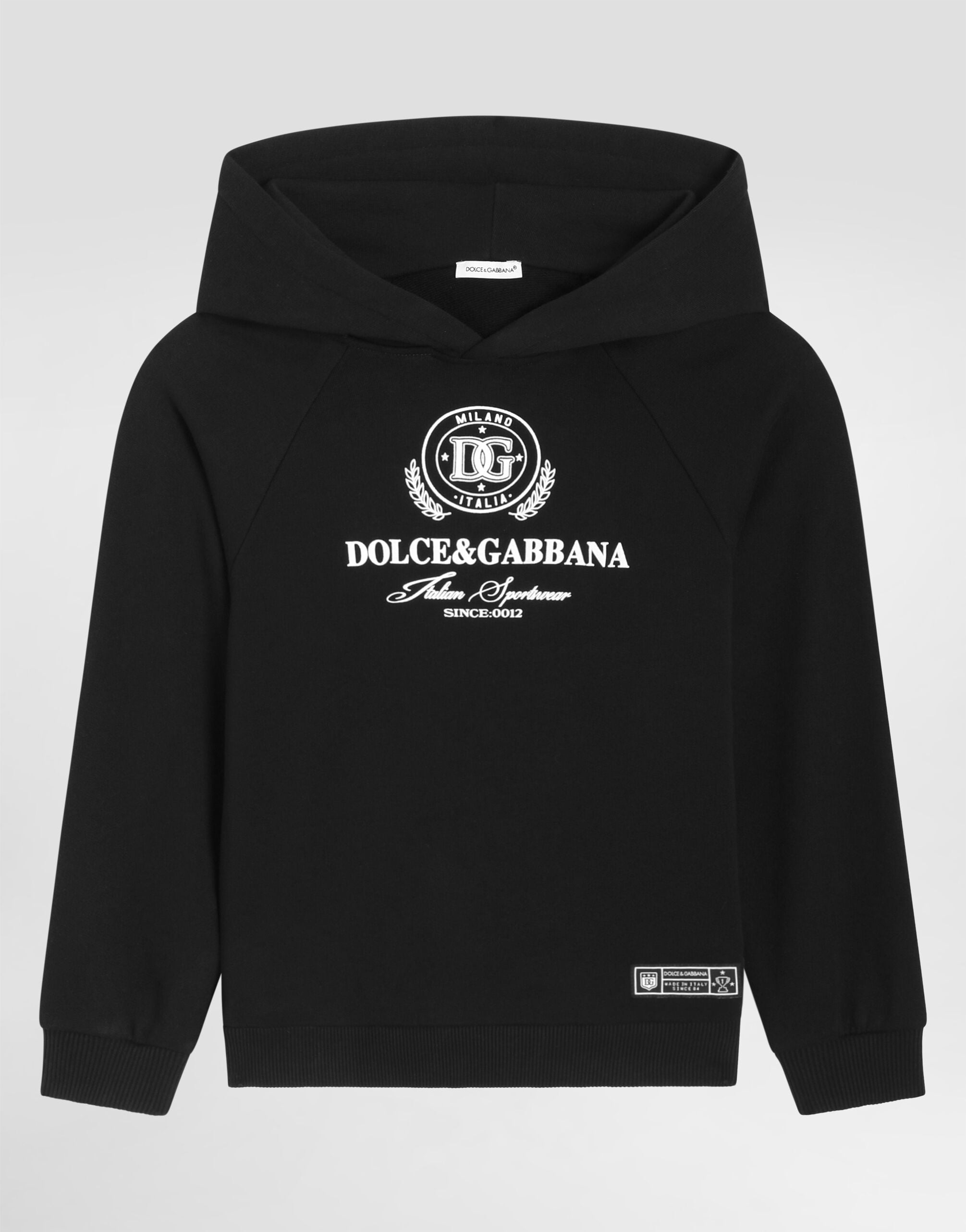 Jersey hoodie with DG print in Black for Boys | Dolce&Gabbana®