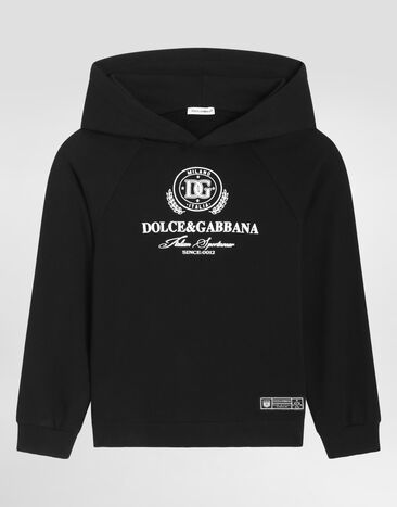 Dolce & Gabbana Jersey hoodie with DG print Black L4JWKZG7P2B