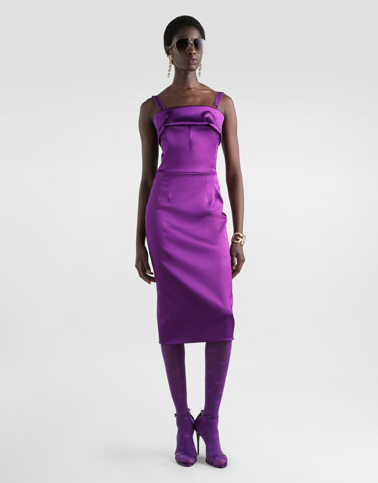 Dolce & Gabbana Fitted satin dress Purple F60AWTFURHM