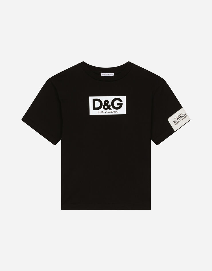 Dolce & Gabbana Jersey T-shirt with heat-sealed logo print Negro L4JTEYG7I8P