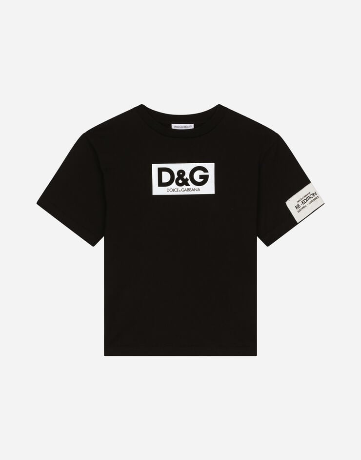 Dolce & Gabbana T-Shirt aus Jersey Heißsiegel-Logoprint Schwarz L4JTEYG7I8P