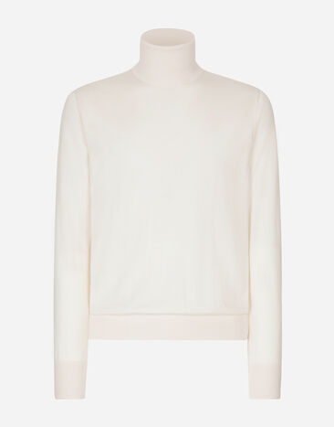 Dolce & Gabbana Jersey de cuello alto en cachemira y seda Blanco GXL03TJDMS4