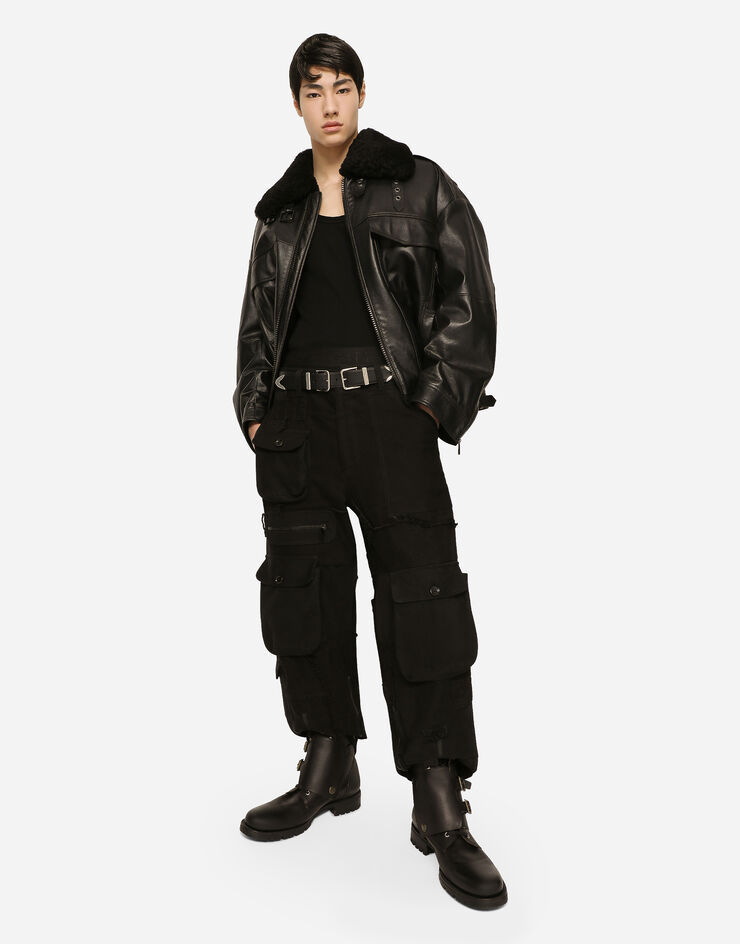 Dolce&Gabbana Bullskin jacket with shearling details Black G9APULHULTK