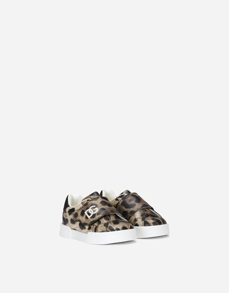 Dolce & Gabbana Kid’s first steps Portofino sneakers with leopard print Animal Print DN0143AA355