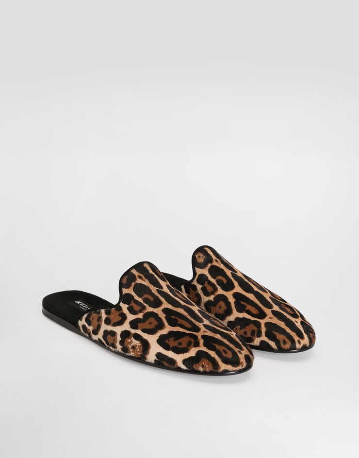 Dolce & Gabbana Leo-print pony slippers Print A80580AV769