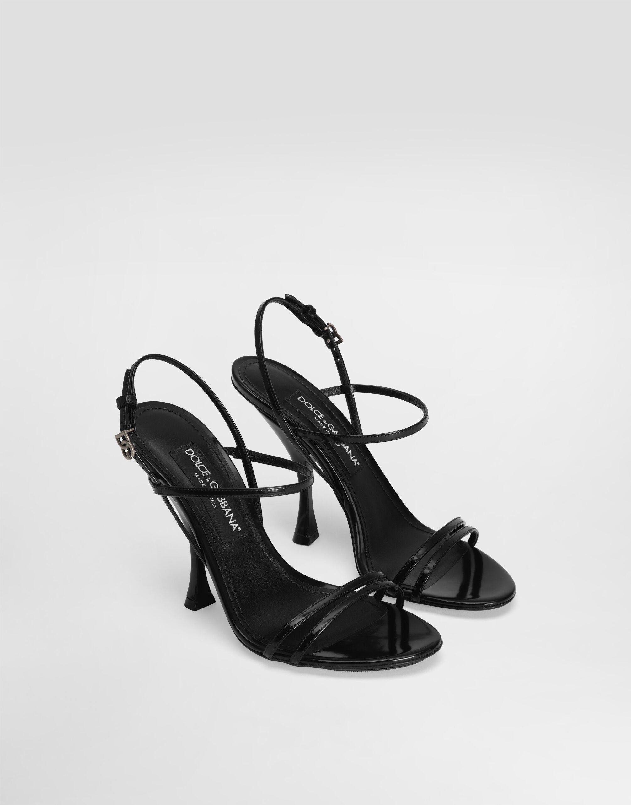 Polished calfskin sandals in Black for Women | Dolce&Gabbana® US