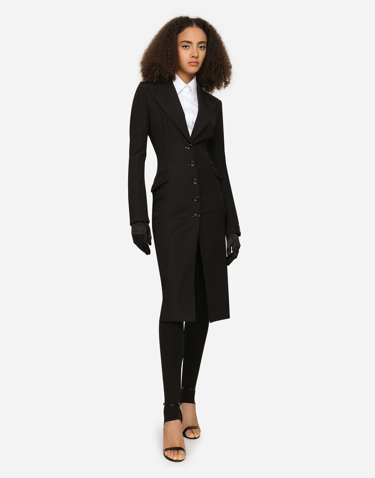 Dolce & Gabbana KIM DOLCE&GABBANA Vestido abrigo de punto con etiqueta Re-Edition Negro F0C3ZTFUUBP