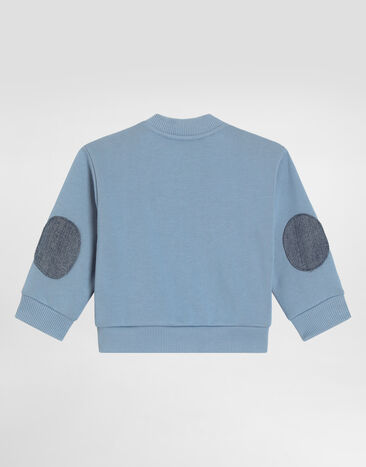 Dolce & Gabbana Sweatshirt with leopard print and DG patch Blue L1JWMTG7PNF