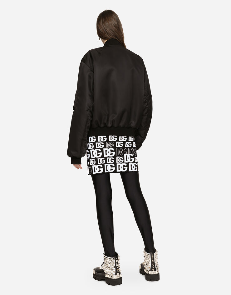 Dolce & Gabbana Nylon bomber jacket with DG logo patch Black F9O03ZFUMNQ