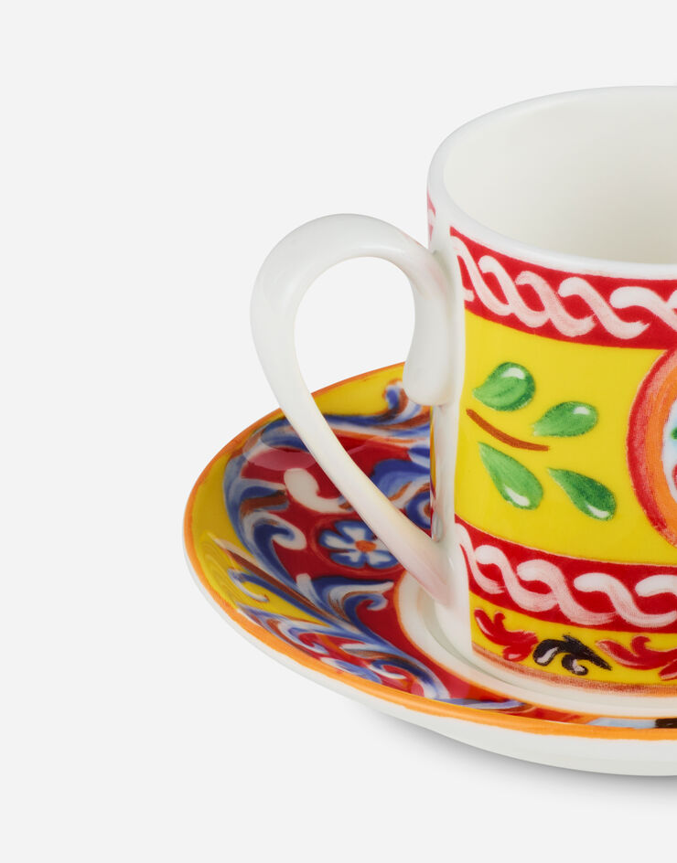 Dolce & Gabbana Taza de café con platillo de porcelana fina Multicolor TC0S01TCA06