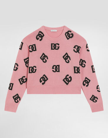 Dolce & Gabbana Plaint-knit pullover with DG logo Pink L5KWM8JBCGC
