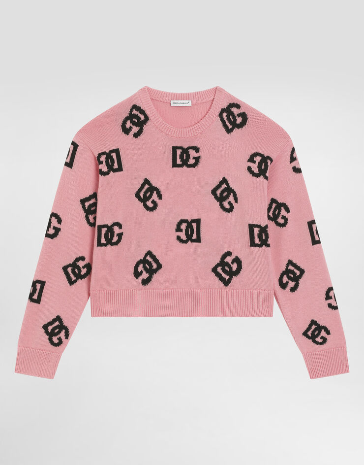 Dolce & Gabbana Jersey de punto satinado con logotipo DG Rosa L5KWJ6JFMLG