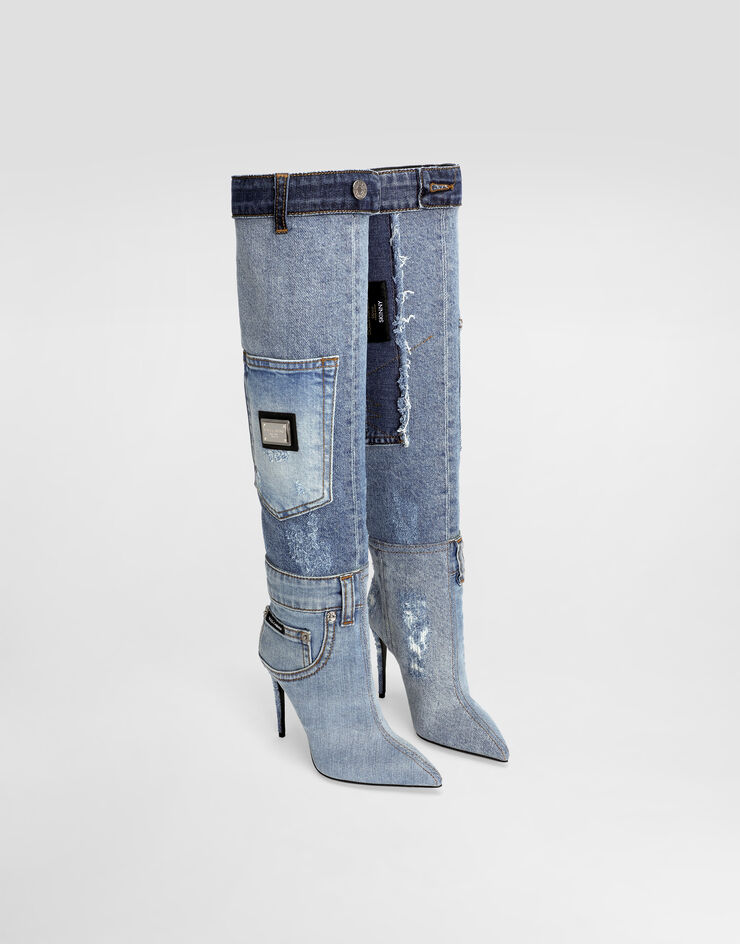 Dolce & Gabbana Patchwork denim boots Blue CU0843AY841
