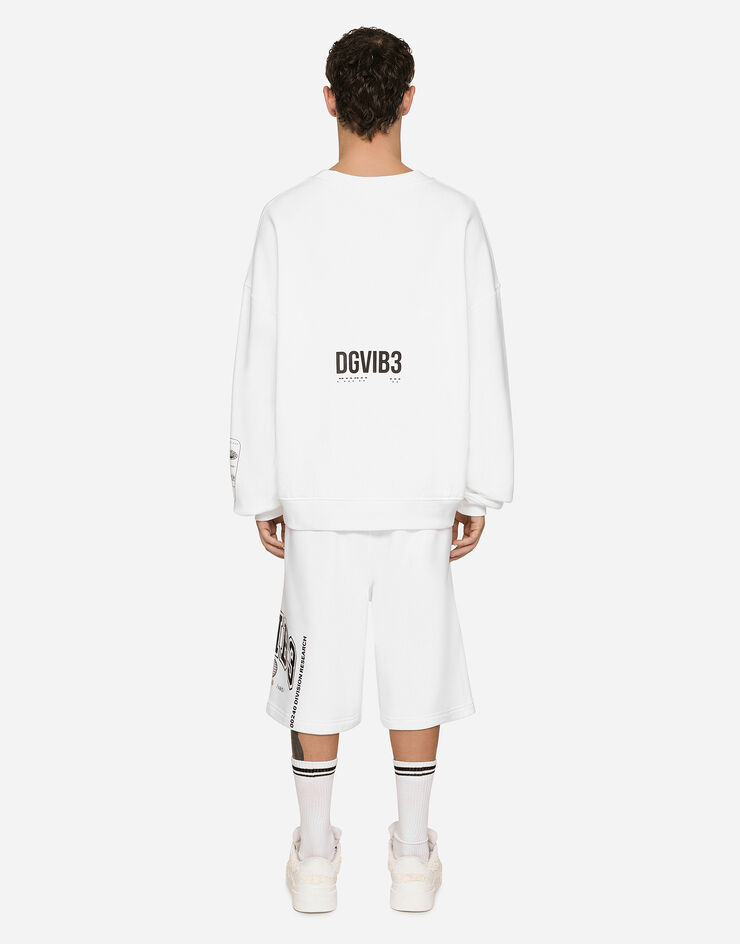 Dolce & Gabbana Sweat-shirt en jersey à imprimé DGVIB3 et logo Blanc G9AQVTG7K3H