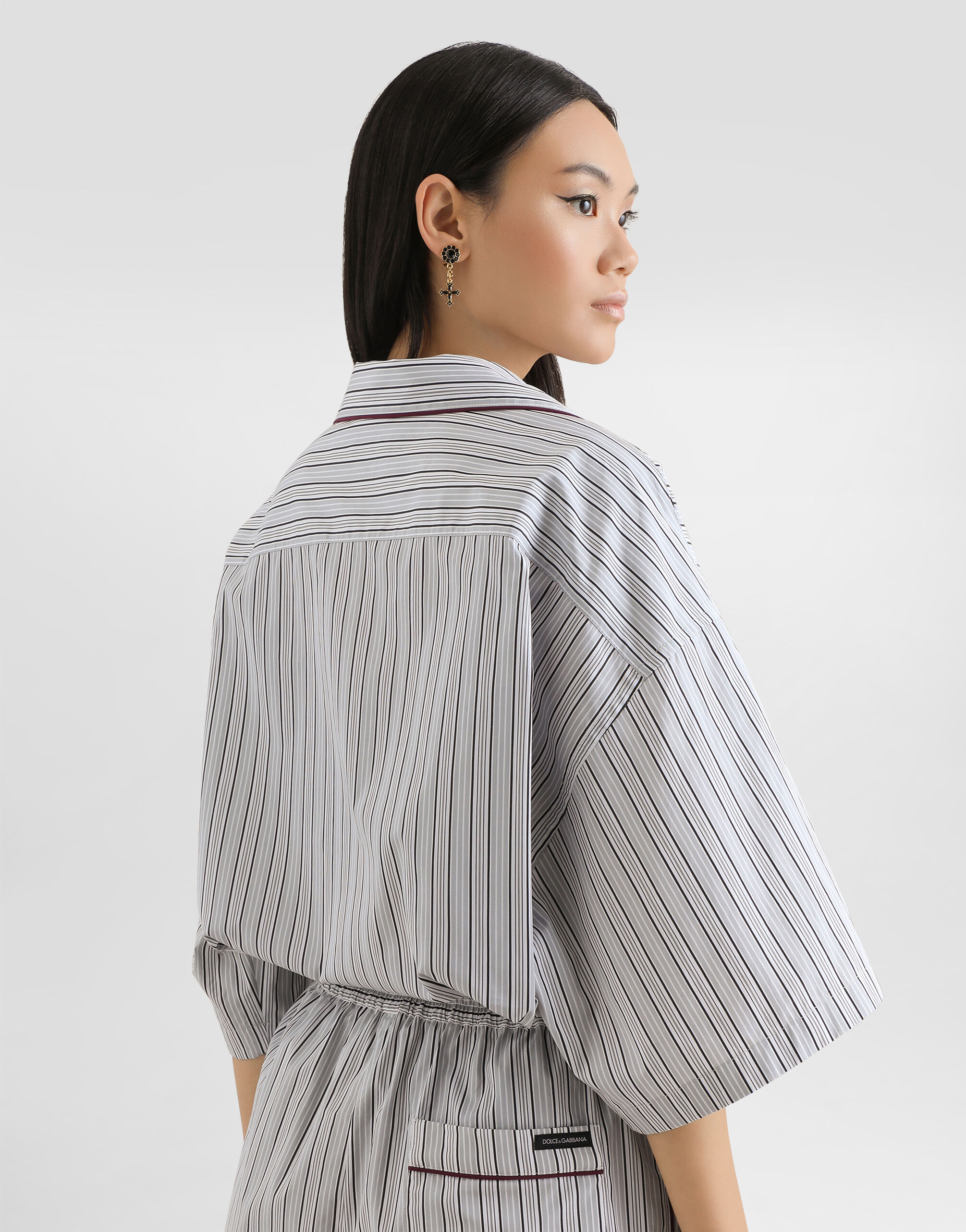 Striped poplin shirt in Multicolor for Women | Dolce&Gabbana® US