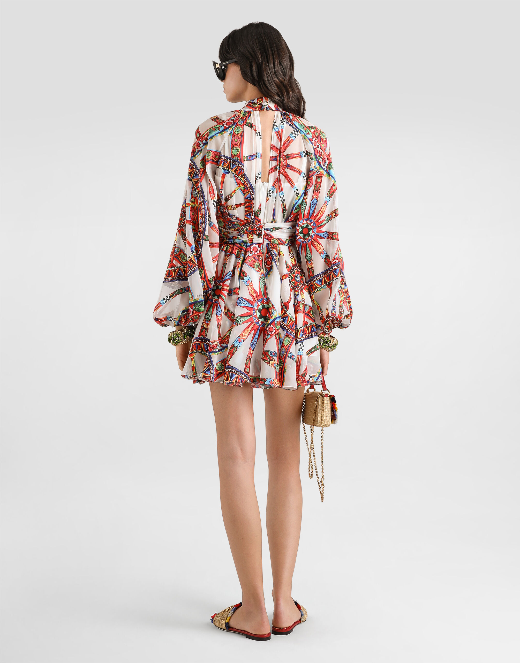 Carretto-print devoré twill dress - thumbnail 3