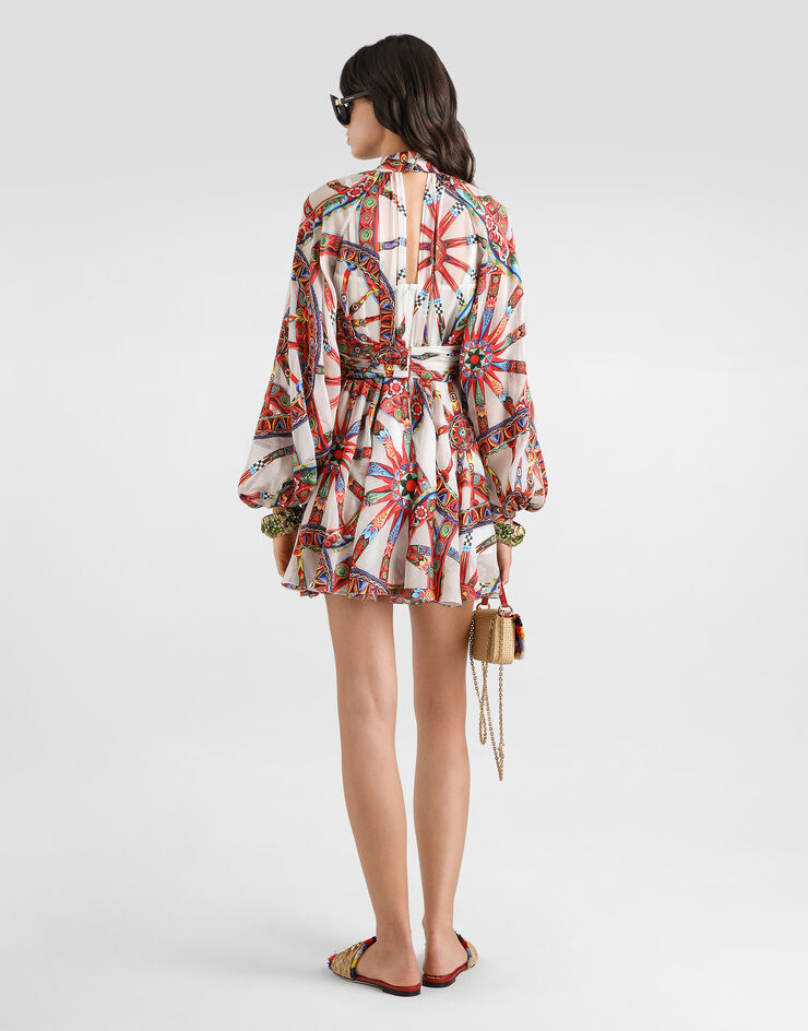 Dolce & Gabbana Carretto-print devoré twill dress Multicolor F619UTFSTB5