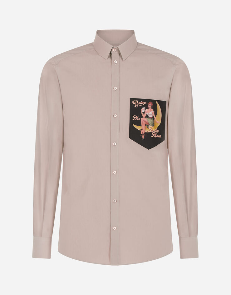 Dolce & Gabbana SHIRT WITH PIN-UP PATCH BEIGE G5HN2TFU5K9