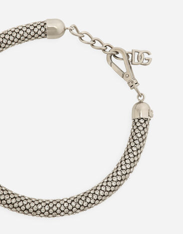 Dolce&Gabbana Schlauchförmige Halskette mit Strass Silber WNP7S5W1111
