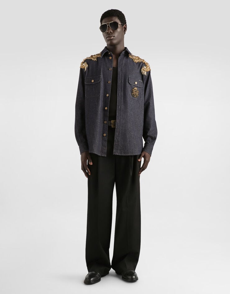 Dolce & Gabbana Denim shirt with patches Multicolor G5OD2ZG8OM3