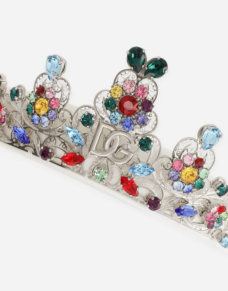 Dolce & Gabbana Satin crown headband with crystals Dolce & Gabbana Satin crown headband with crystals Multicolor WHN8J1W1111