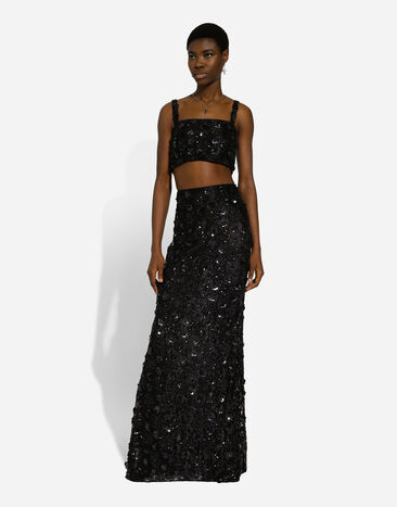 Dolce & Gabbana Bralette-Top mit Paillettenstickerei Schwarz F79AATILMA0