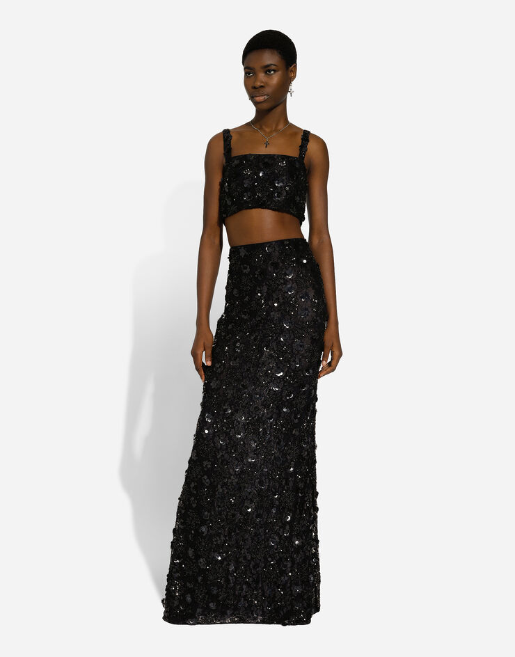 Dolce & Gabbana Bralette-Top mit Paillettenstickerei Schwarz F79AATILMA0