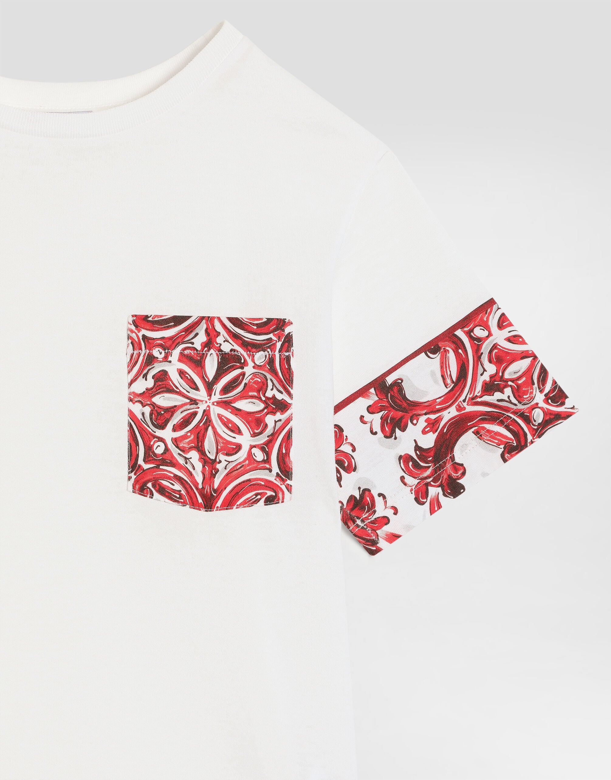 Majolica-print jersey t-shirt in White for Boys | Dolce&Gabbana® US