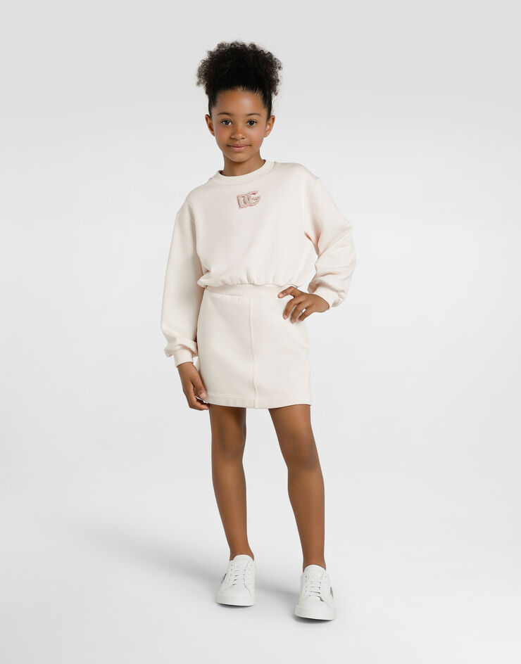 Dolce & Gabbana Fleece dress with DG sequin patch Pink L5JDAPG7PKQ