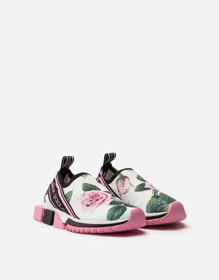 Dolce & Gabbana TROPICAL ROSE PRINT STRETCH MESH SORRENTO SNEAKERS STAMPA FLOREALE CK1595AX351