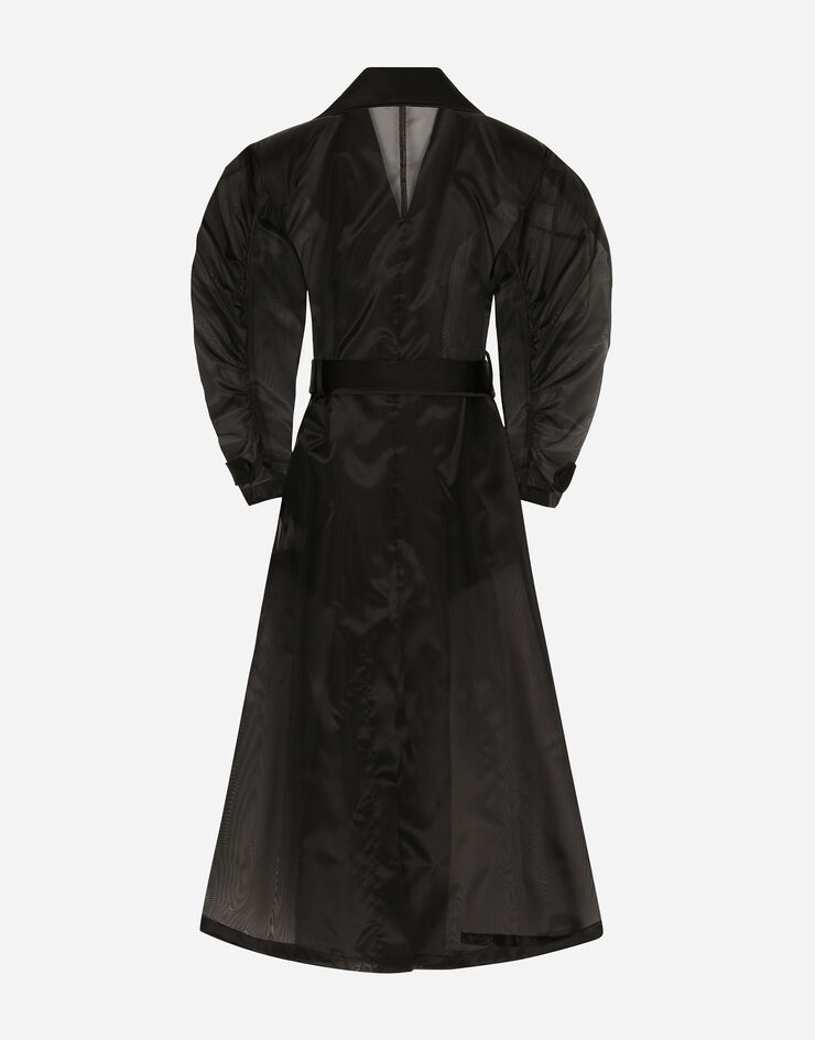 Dolce & Gabbana Trenchcoat aus technischem Organza mit gerafften Ärmeln Black F0D1OTFUMG9