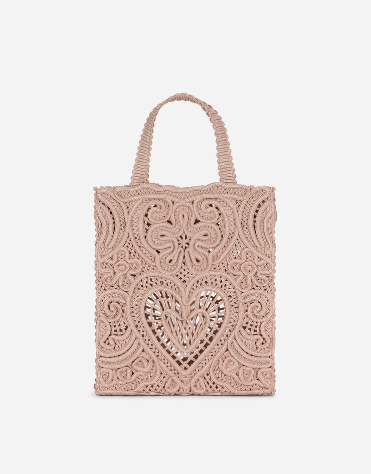 Dolce&Gabbana Маленькая сумка-шоппер с вышивкой из кордового кружева бежевый BB6926AW717
