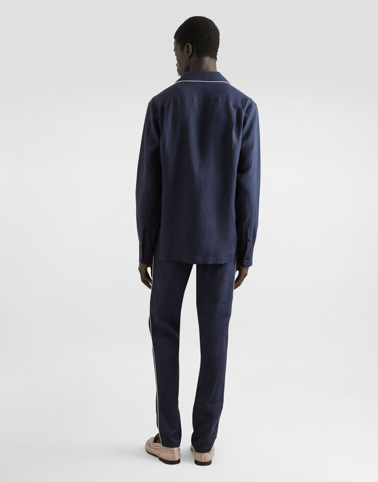 Dolce & Gabbana Pantalon de pyjama en lin Bleu GVCRATFU4LG