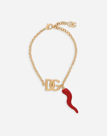 Dolce & Gabbana Bracelet with DG logo and horn charm Print F6JJYTFSUBH
