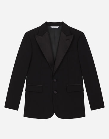 Dolce & Gabbana Single-breasted woolen jacket with duchesse inserts Azul L41J80FU9AQ