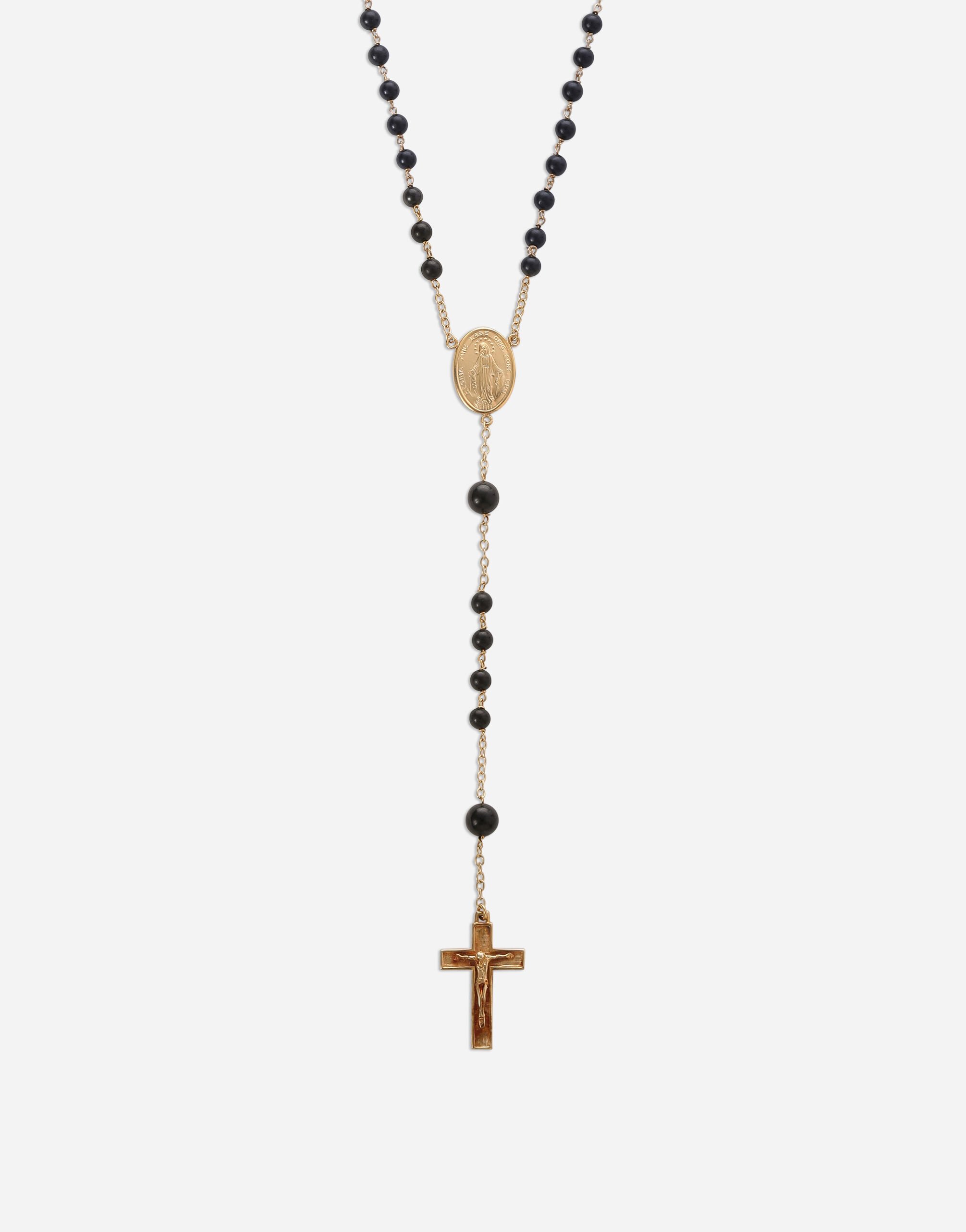 Rosary necklace in Gold Black for Men Dolce Gabbana