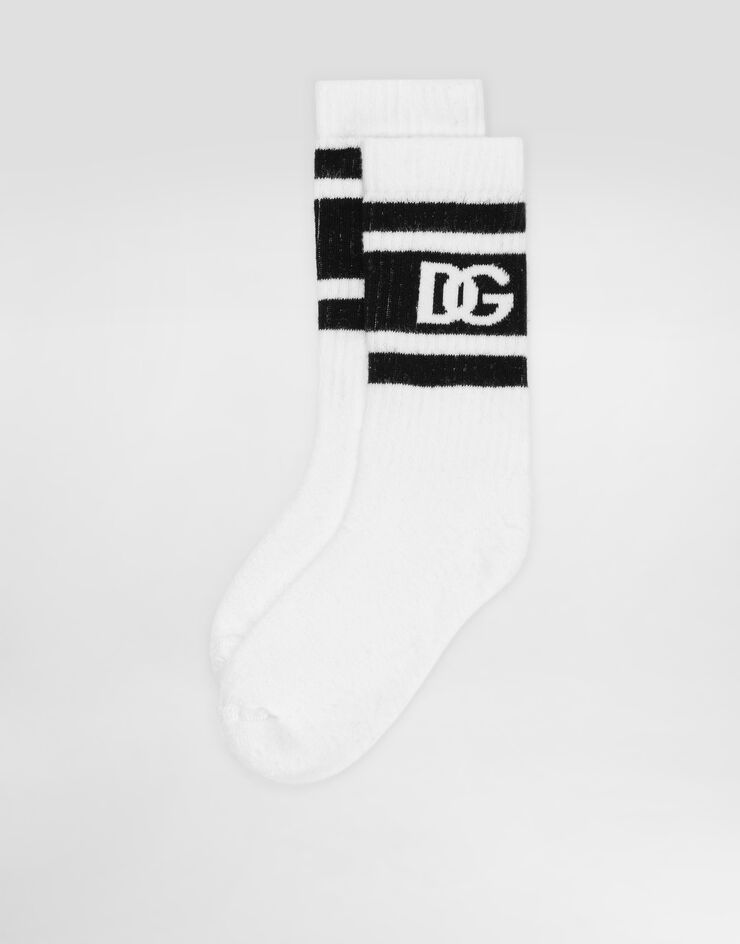 Dolce & Gabbana Stretch knit socks with DG logo Multicolor LBKAC5JBCAC