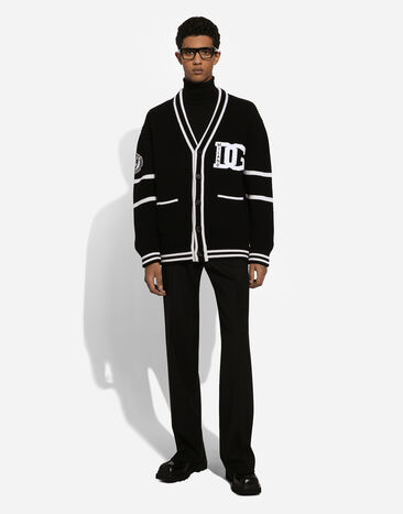 Dolce & Gabbana Wool fisherman’s rib-knit cardigan with DG logo patch Black GXV13ZJCVYQ