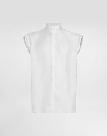 Dolce & Gabbana Chemise Hawaii en sergé de soie Blanc G5NJ4TFU10S