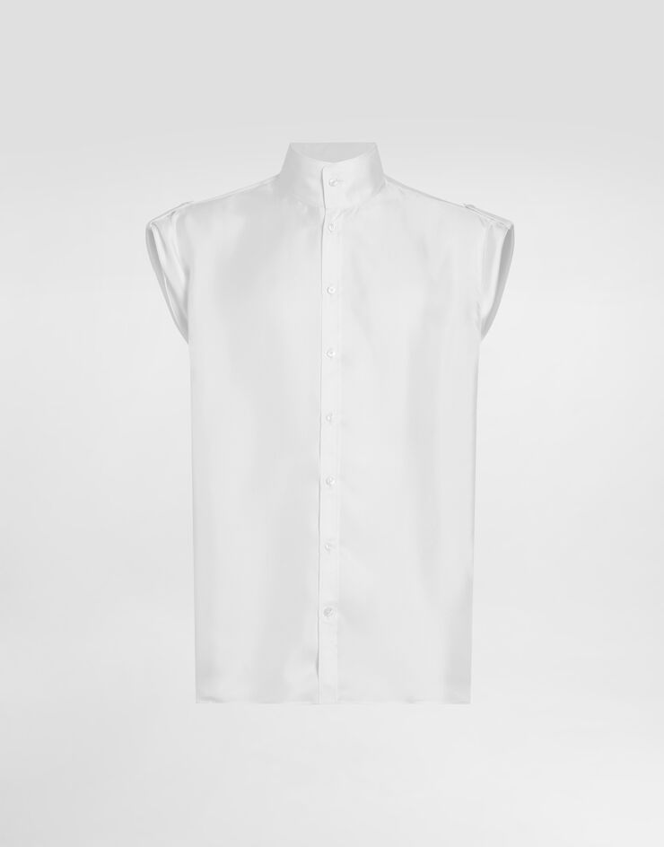 Dolce & Gabbana Camisa Hawaii en sarga de seda Blanco G5NJ4TFU10S