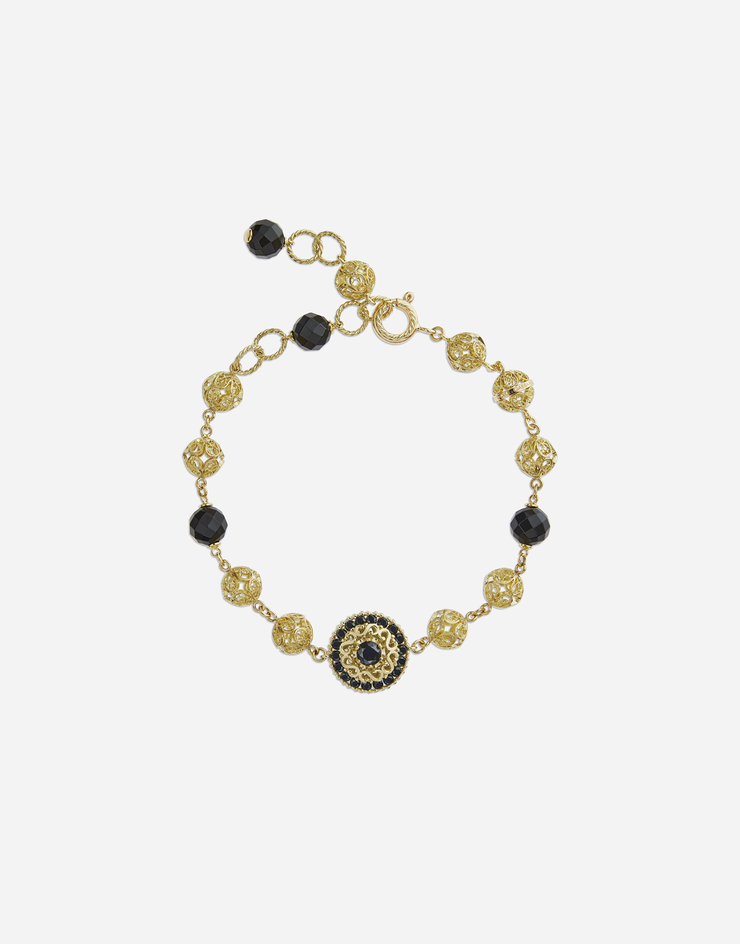 Dolce & Gabbana Pulsera de oro con zafiros negros Dorado/Negro WBKS1GWSABK